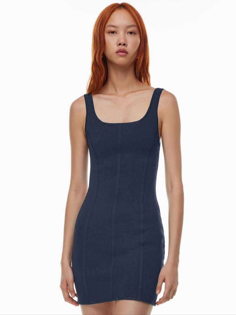 Aritzia Babaton Navy Blue Knit Bodycon Mini Dress | Size Small